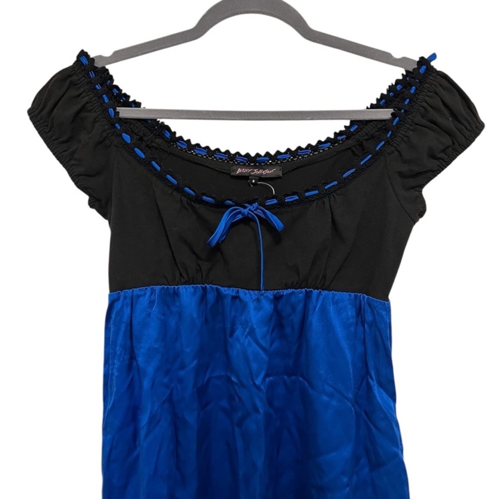 🔥SALE🔥 NWT Vintage Betsey Johnson Black Blue Milkmaid Slip Dress